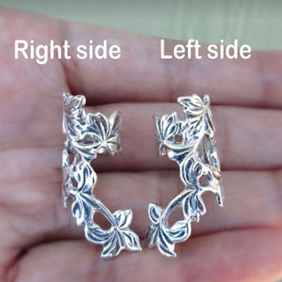 💜3/$30 Antique Silver Spring Leaf Left Cuff Earring non piercing - Picture 4 of 5